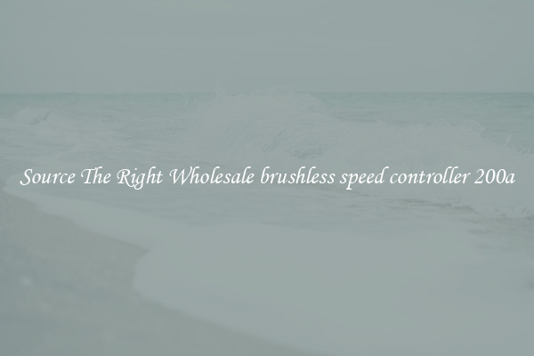 Source The Right Wholesale brushless speed controller 200a