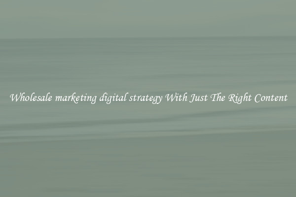Wholesale marketing digital strategy With Just The Right Content