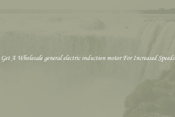 Get A Wholesale general electric induction motor For Increased Speeds