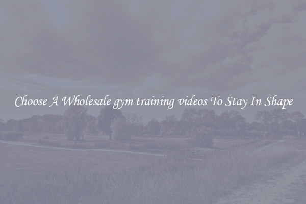 Choose A Wholesale gym training videos To Stay In Shape
