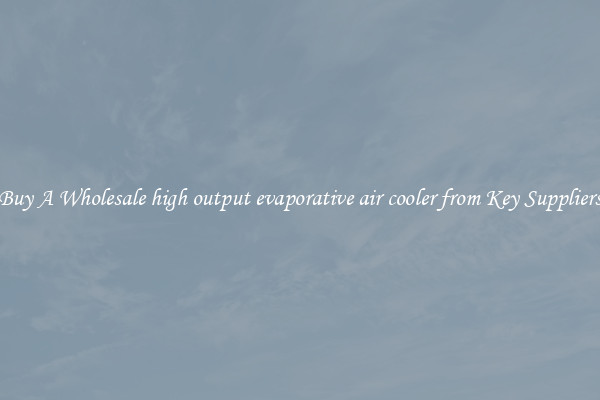 Buy A Wholesale high output evaporative air cooler from Key Suppliers